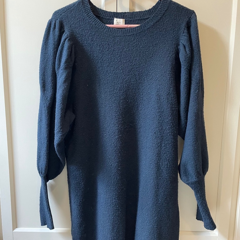 Navy Long Sleeve Midi Sweater Dress